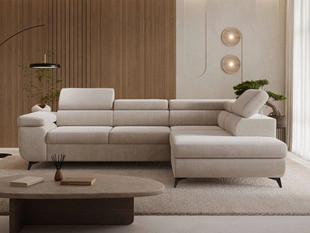 Canapé d'angle droit convertible avec coffre Argon Beige