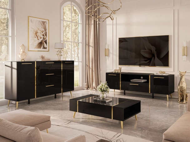 Ensemble de meubles de salon Lunelie Noir brillant