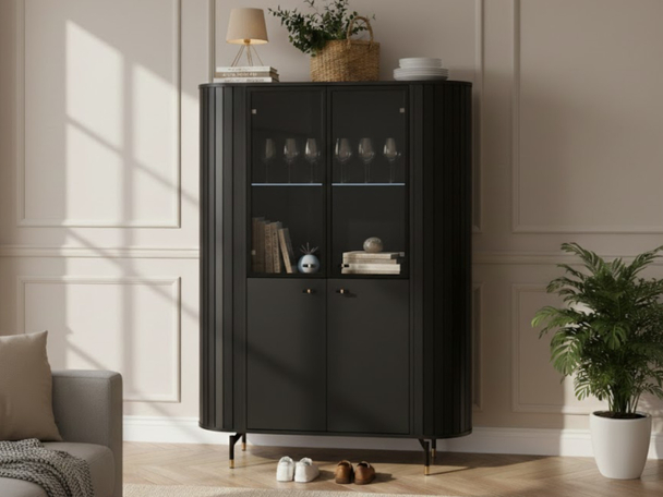 Moderne Vitrine avec LED Soria Noir mat