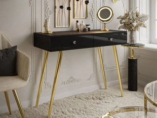 Console élégante avec tiroirs Olivine Brillant noir
