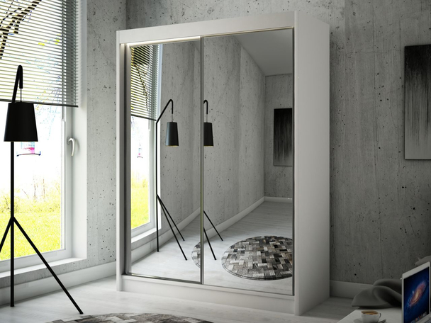Armoire avec miroir et éclairage LED Luzio Blanc