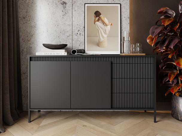 Buffet avec Portes et Tiroirs 153 cm Sorano Noir