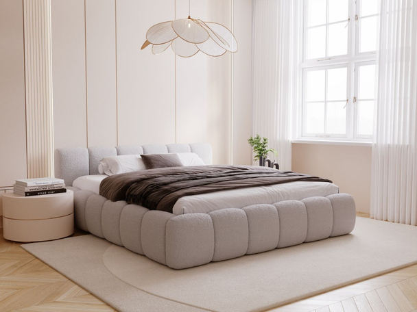 Lit Coffre rembourré avec sommier relevable 120x200 Cloud Low Gris