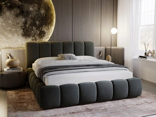 Lit Coffre rembourré avec sommier relevable 120x200 Cloud Gris foncé