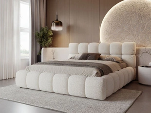 Lit Coffre rembourré avec sommier relevable 140x200 Modo Beige