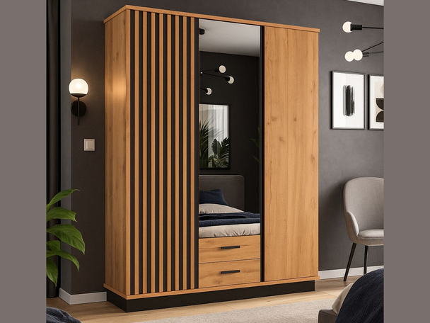 Armoire avec Miroir Lavore chêne de Wotan, noir