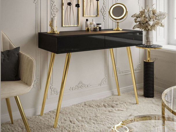 Console élégante avec tiroirs Olivine Brillant noir
