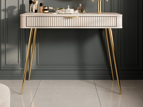 Coiffeuses avec pieds en métal doré Latina Beige