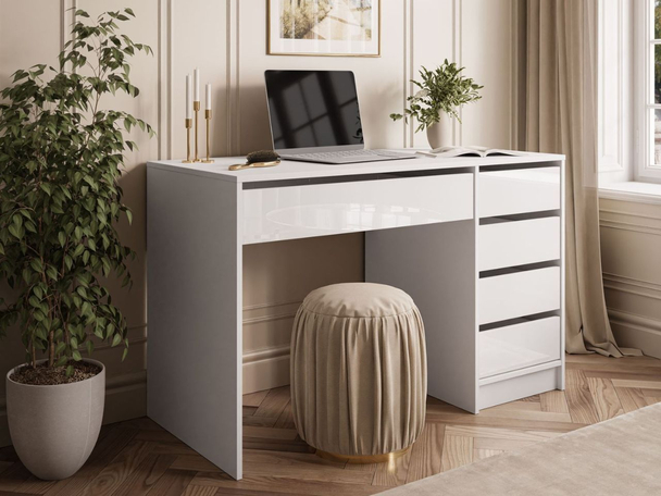 Bureau avec tiroirs Melo Brillant blanc