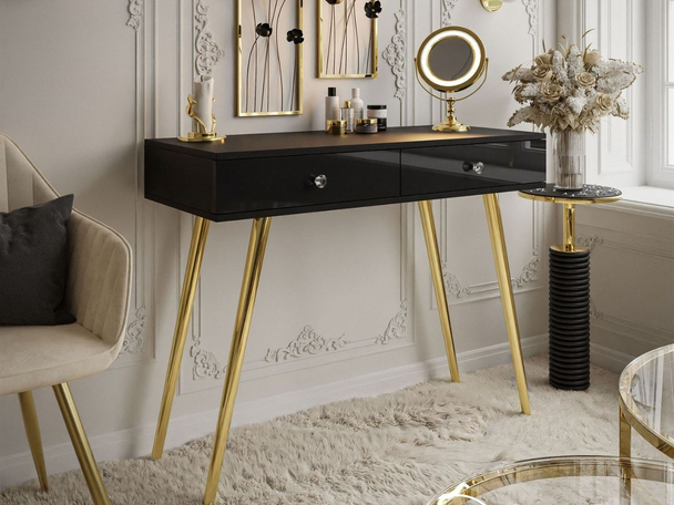 Console élégante avec tiroirs Olivine Brillant noir