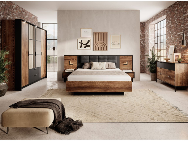 Ensemble de meubles de chambre Montreal Marron, Noir