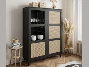 Moderne Vitrine sur pied de style bohème Bellance Noir
