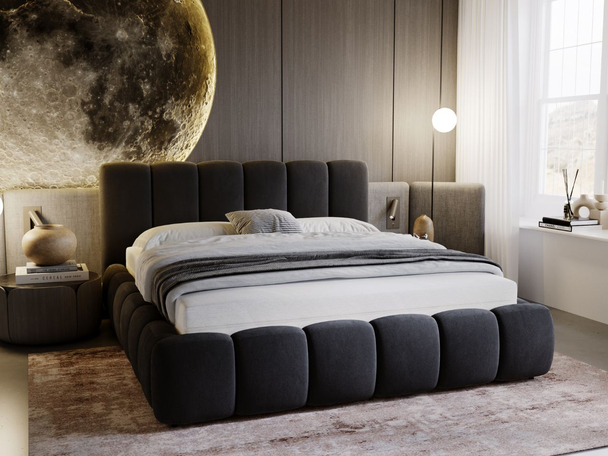 Lit Coffre rembourré avec sommier relevable 180x200 Cloud Anthracite