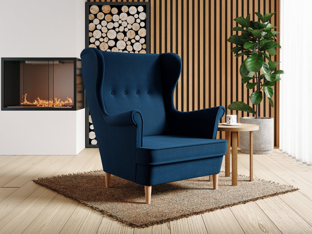 Fauteuil sur pieds Oslo Bleu foncé