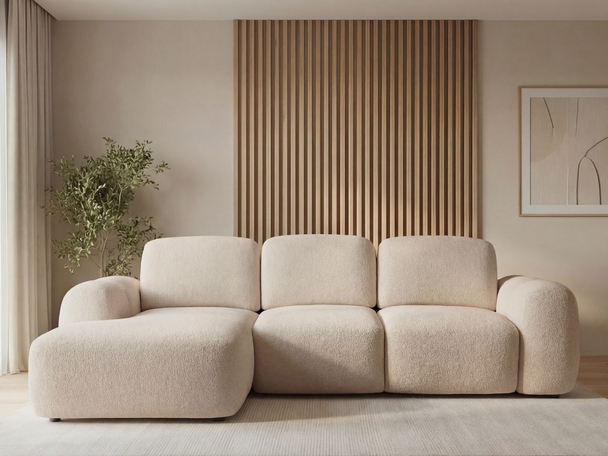 Canapé d'Angle Gauche Convertible avec Coffre Avelin Beige