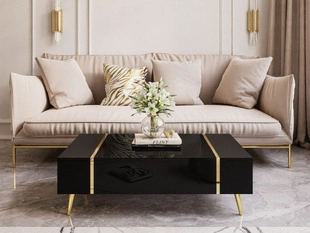 Table basse sur pieds en métal Lunelie Brillant noir