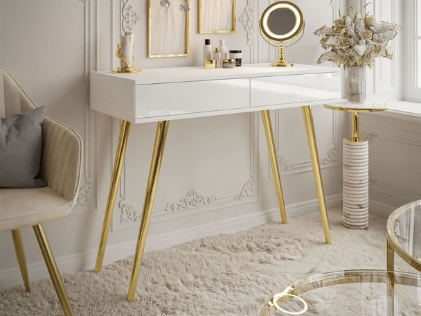 Console élégante avec tiroirs Olivine Brillant blanc
