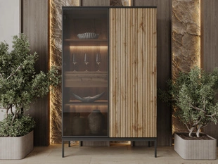 Moderne Vitrine avec LED Deo noir, marron