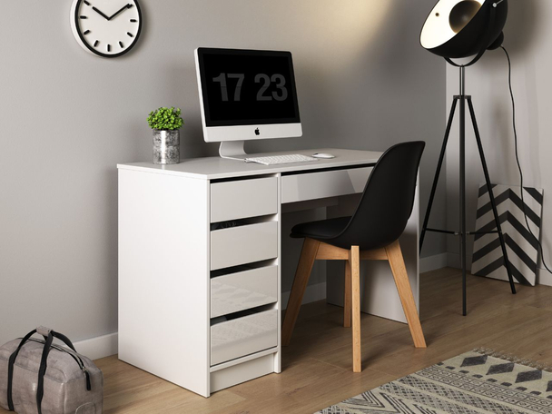 Bureau avec tiroirs Anes Blanc mat