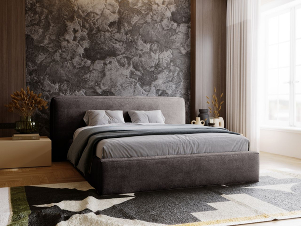 Lit Coffre rembourré avec sommier relevable 120x200 Monza Gris foncé