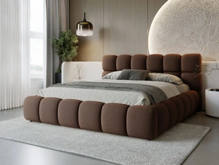 Lit Coffre rembourré avec sommier relevable 180x200 Modo Marron