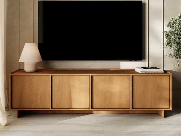 Meuble TV Rangement 195 cm Azumi Chêne caramel