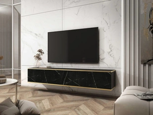 Meuble TV Rangement Diolo Marbre noir