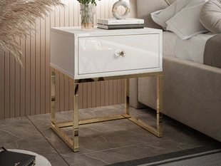 Table de chevet avec cadre en métal Brisa Brillant blanc