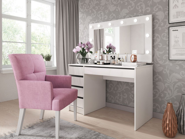 Coiffeuse avec miroir Anes Blanc mat