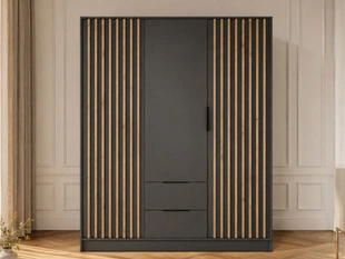 Armoire Portes Battantes Macron Graphite à lamelles