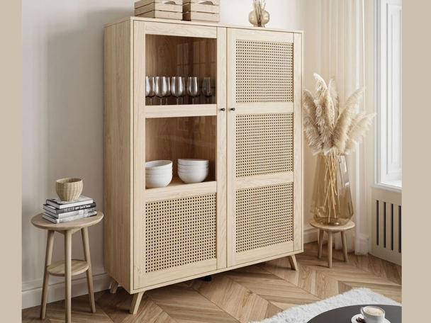 Moderne Vitrine sur pied de style bohème Bellance Marron