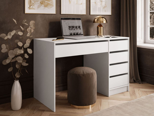 Bureau avec tiroirs Melo Blanc mat