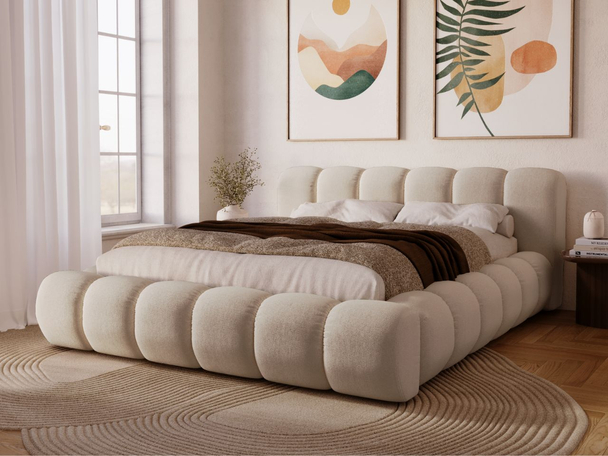 Lit Coffre rembourré avec sommier relevable 120x200 Italia Beige