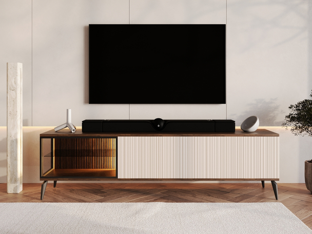 Meuble TV rangement et éclairage LED Vinni cachemire