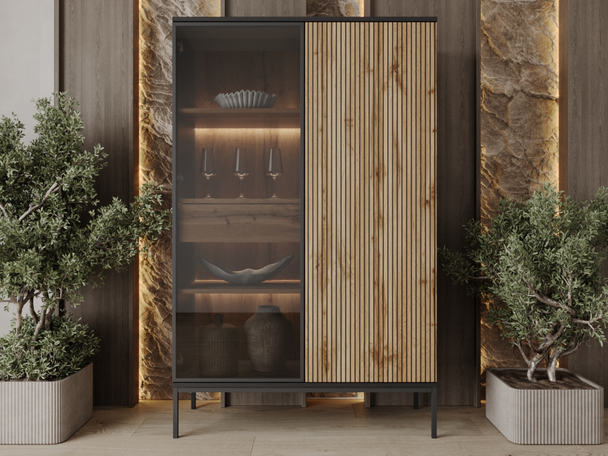 Moderne Vitrine avec LED Deo noir, marron