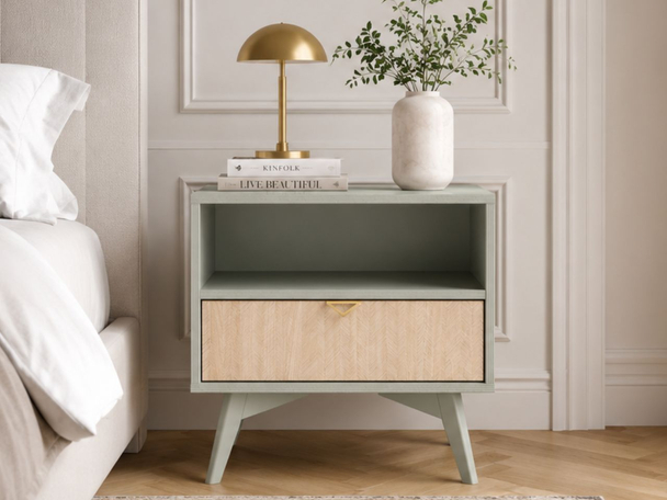 Table de Chevet avec Modena Vert, Marron clair