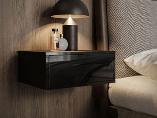 Table de chevet suspendue avec tiroir Brisa Brillant noir