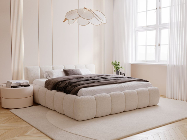 Lit Coffre rembourré avec sommier relevable 120x200 Cloud Low Beige