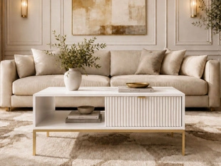 Table Basse avec Rangement Amber blanc