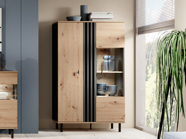 Moderne Vitrine Malone Chêne Artisan, Anthracite