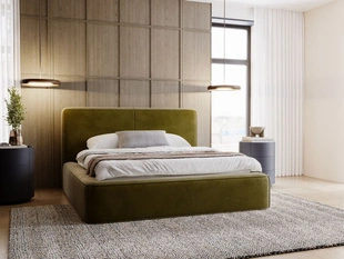 Lit Coffre rembourré avec sommier relevable 120x200 Amaro Vert