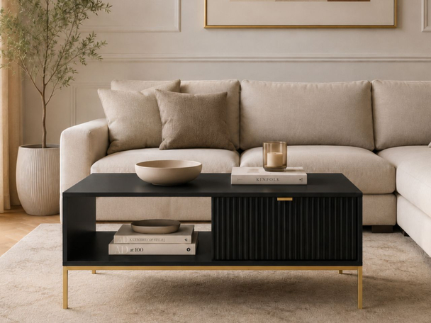 Table Basse avec Rangement Amber noir