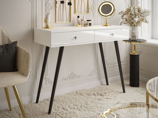 Console élégante avec tiroirs Olivine Brillant blanc