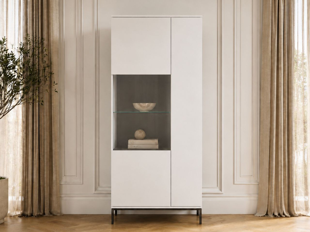 Vitrine sur pied pour le salon Soroko Blanc