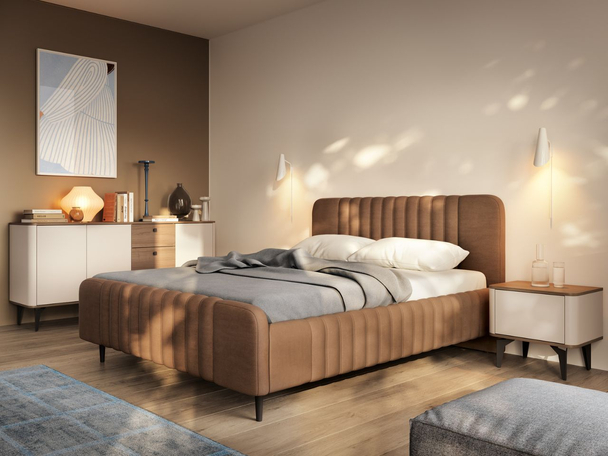 Ensemble de mobilier de chambre à coucher Arelis Kashmir, noyer royal
