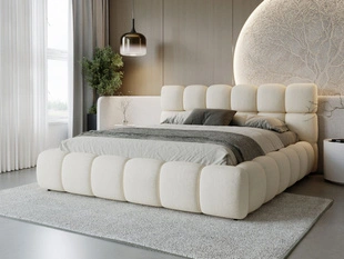 Lit Coffre rembourré avec sommier relevable 180x200 Modo Beige