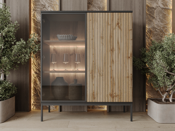 Moderne Vitrine avec LED Deo noir, marron