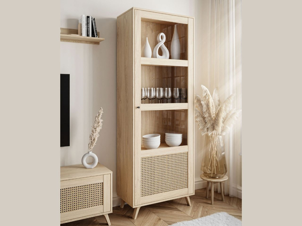 Vitrine étroite sur pied de style bohème Bellance Marron