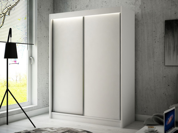 Armoire Portes Coulissantes avec éclairage LED Diano Blanc
