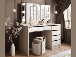 Coiffeuse avec miroir et tiroirs Melo Elite Cachemire brillant